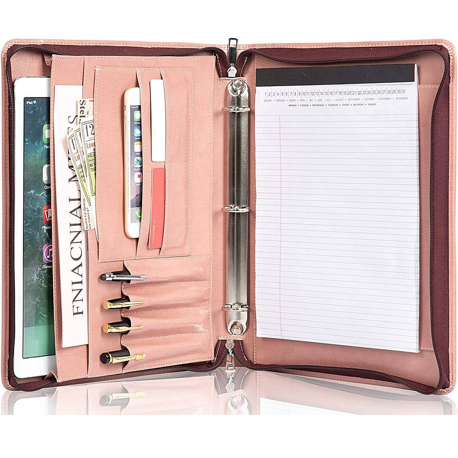 A4 PU Leather Personalized Business Folder 3 Ring Binder 4