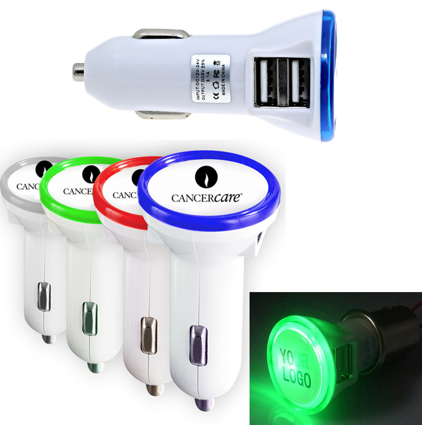 ColorRing LED Dual USB Car Charger 2