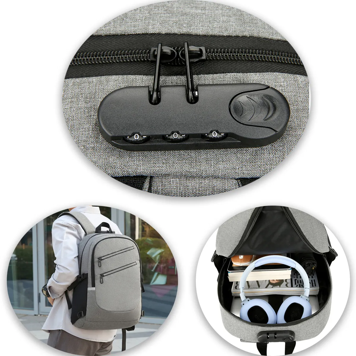 Daily Commute Combination Lock Travel Laptop Backpack 1