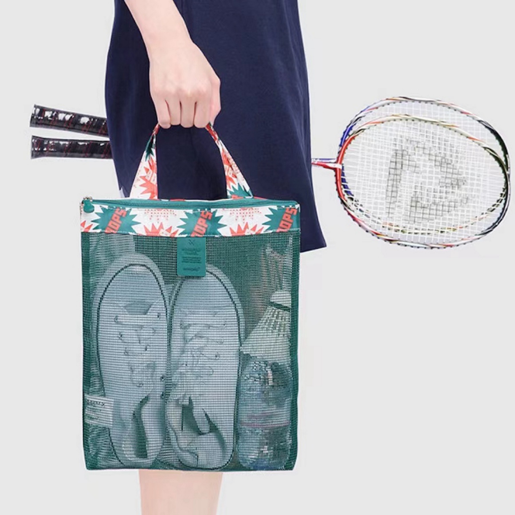 Family Beach Tote Foldable Mesh Bags With Handles 3