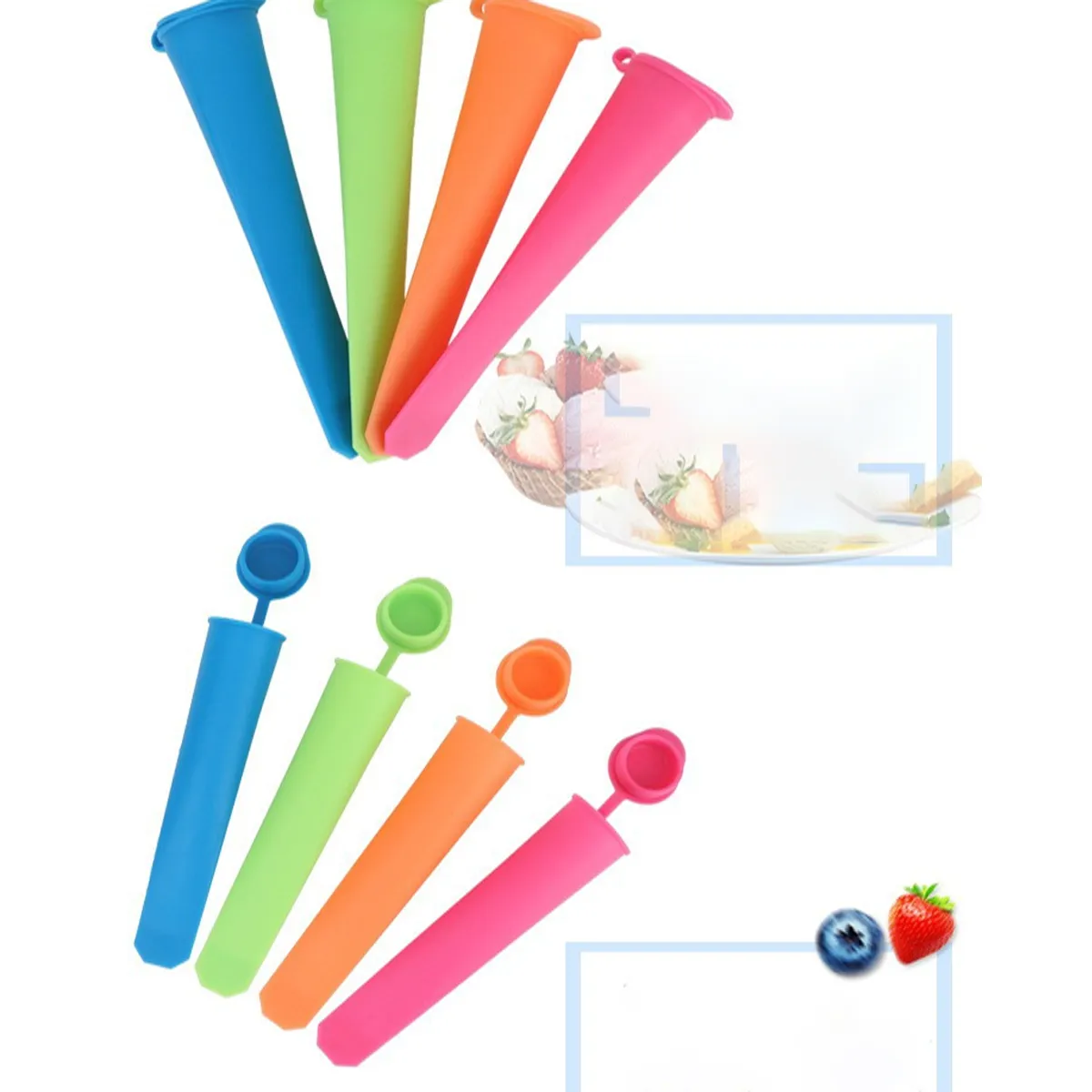 Silicone Ice Cream Pop Mold One-Piece Popsicle Maker Set 3