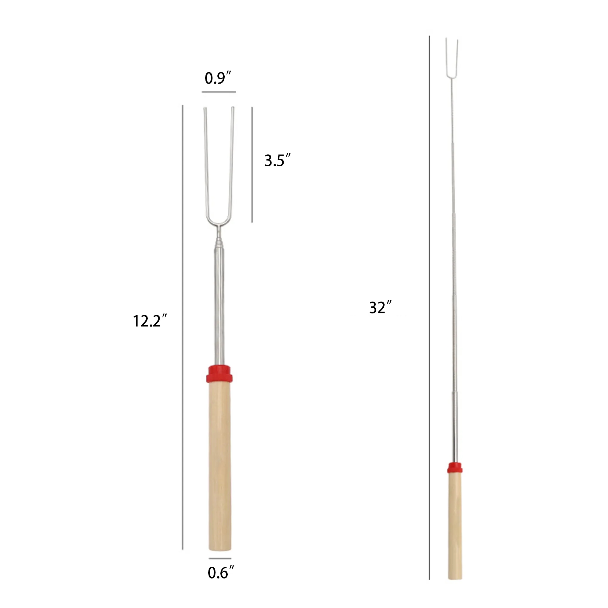 Outdoor BBQ Stainless Steel Retractable Barbecue Fork 1