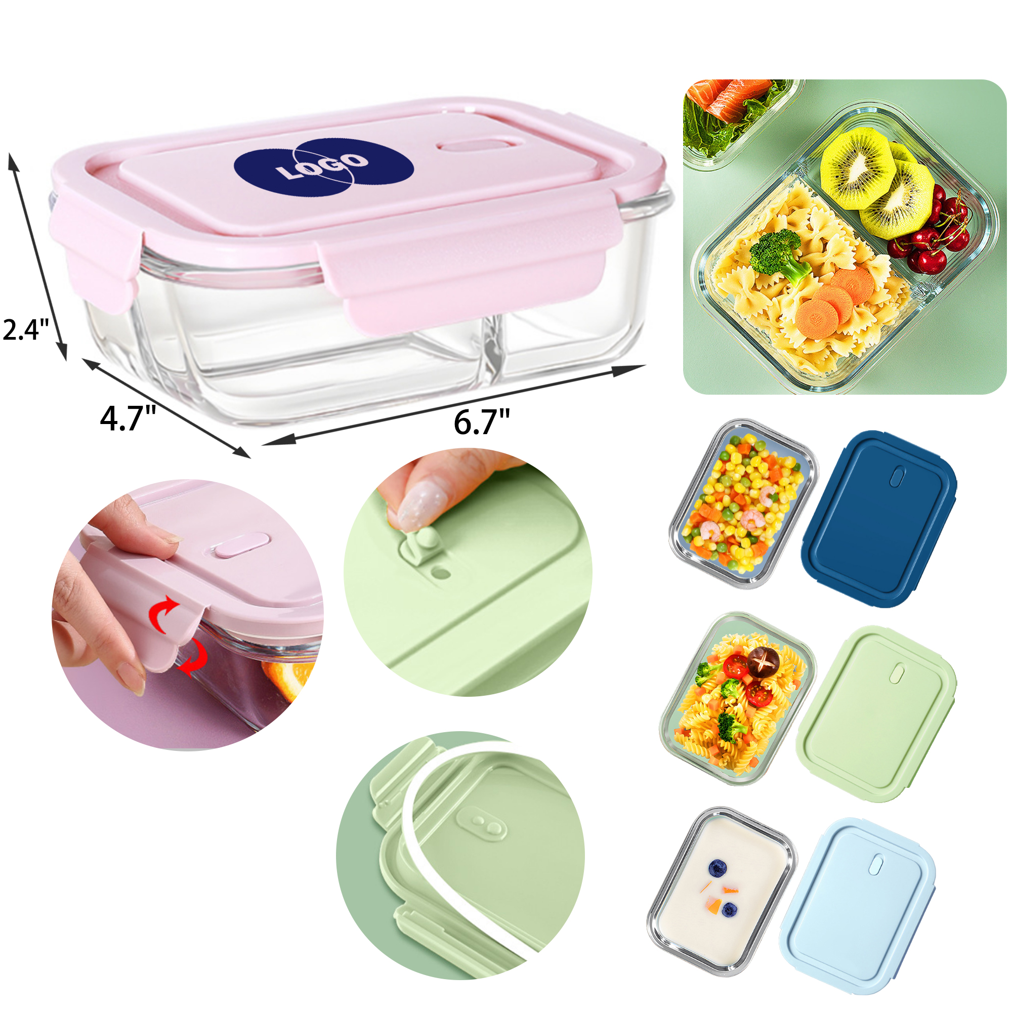Portable 22 OZ Glass Bento Lunch Box 6