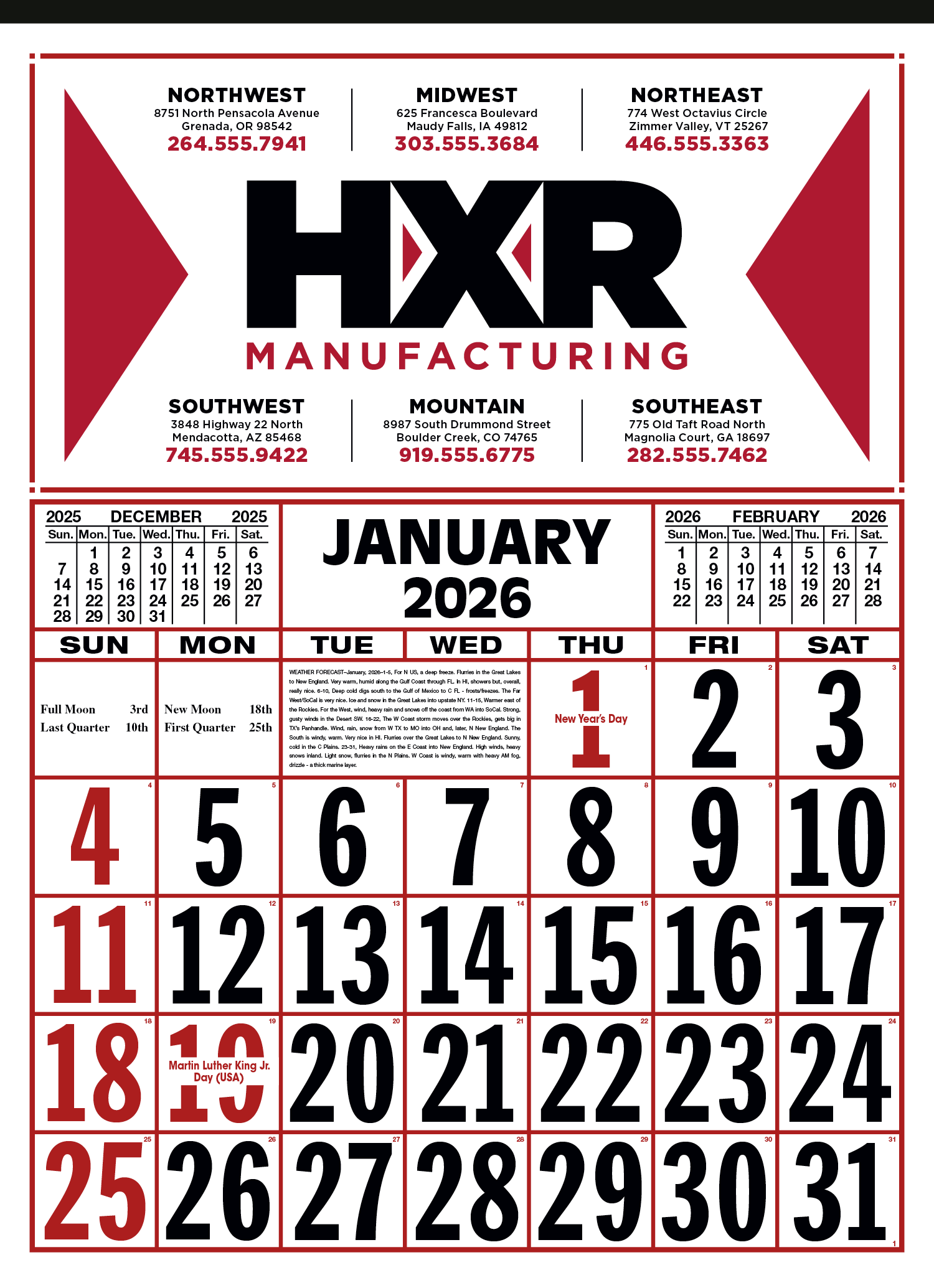 Skinner & Kennedy® Commercial 12-Sheet Calendar 11