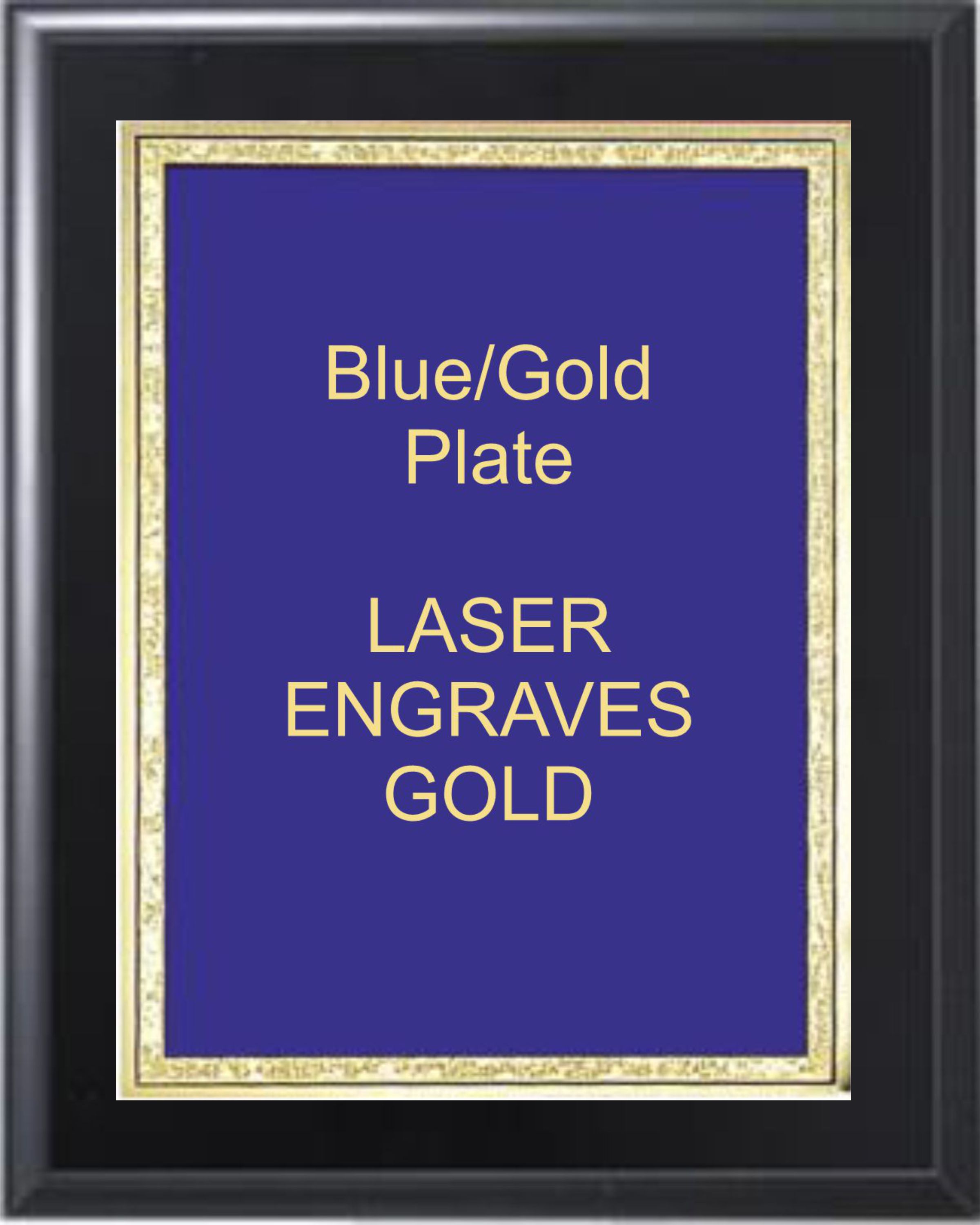 6" x 8" Black Piano Finish Plaque with a Blue Florentine Plate 2