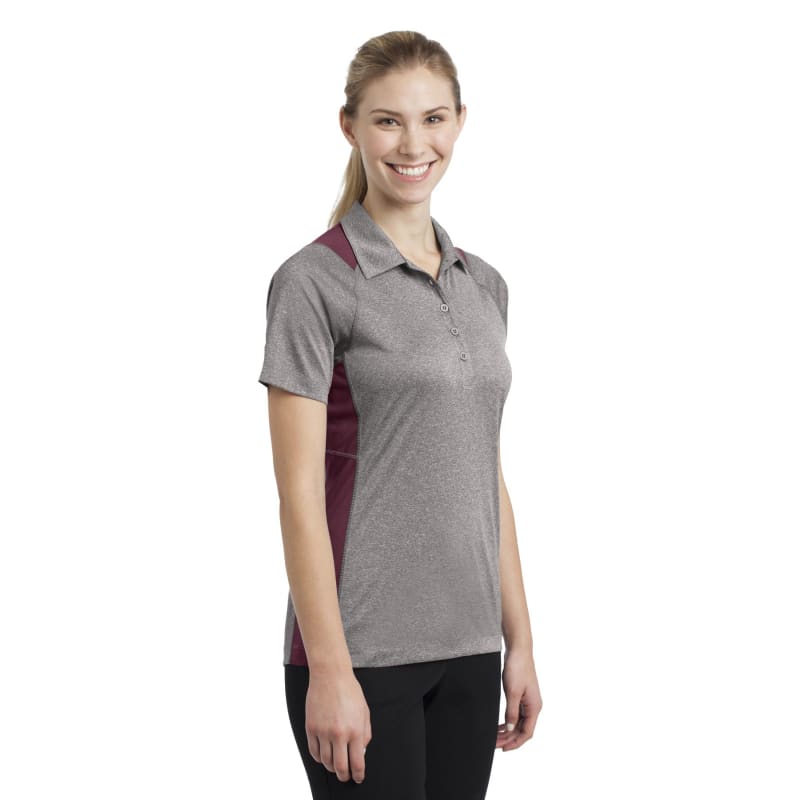 Sport-Tek Women's Heather Colorblock Contender Polo. 9
