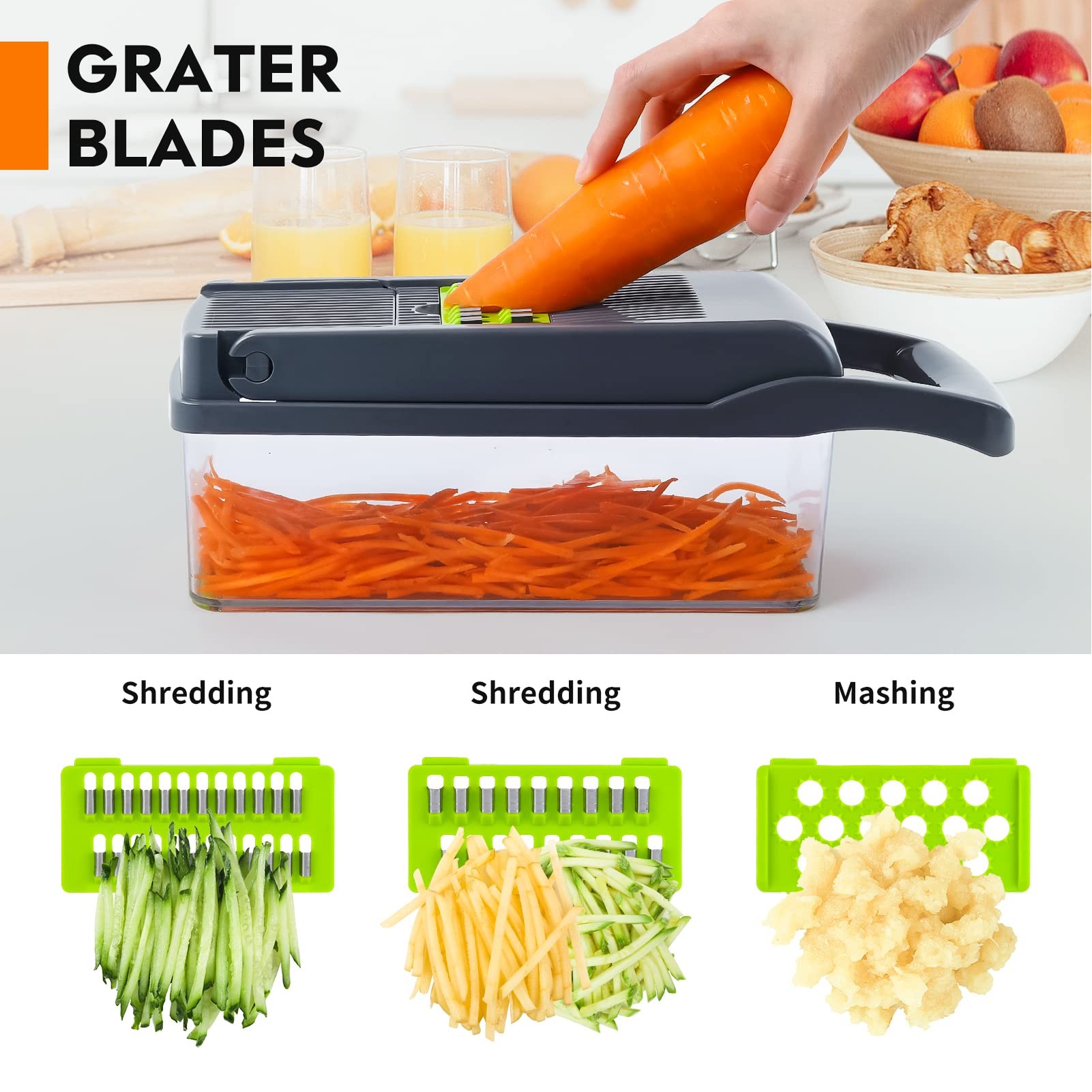 Vegetable Chopper Pro, Multifunction 13 in 1 Food Chopper, Kitchen Vegetable Slicer Dicer Cutter 3