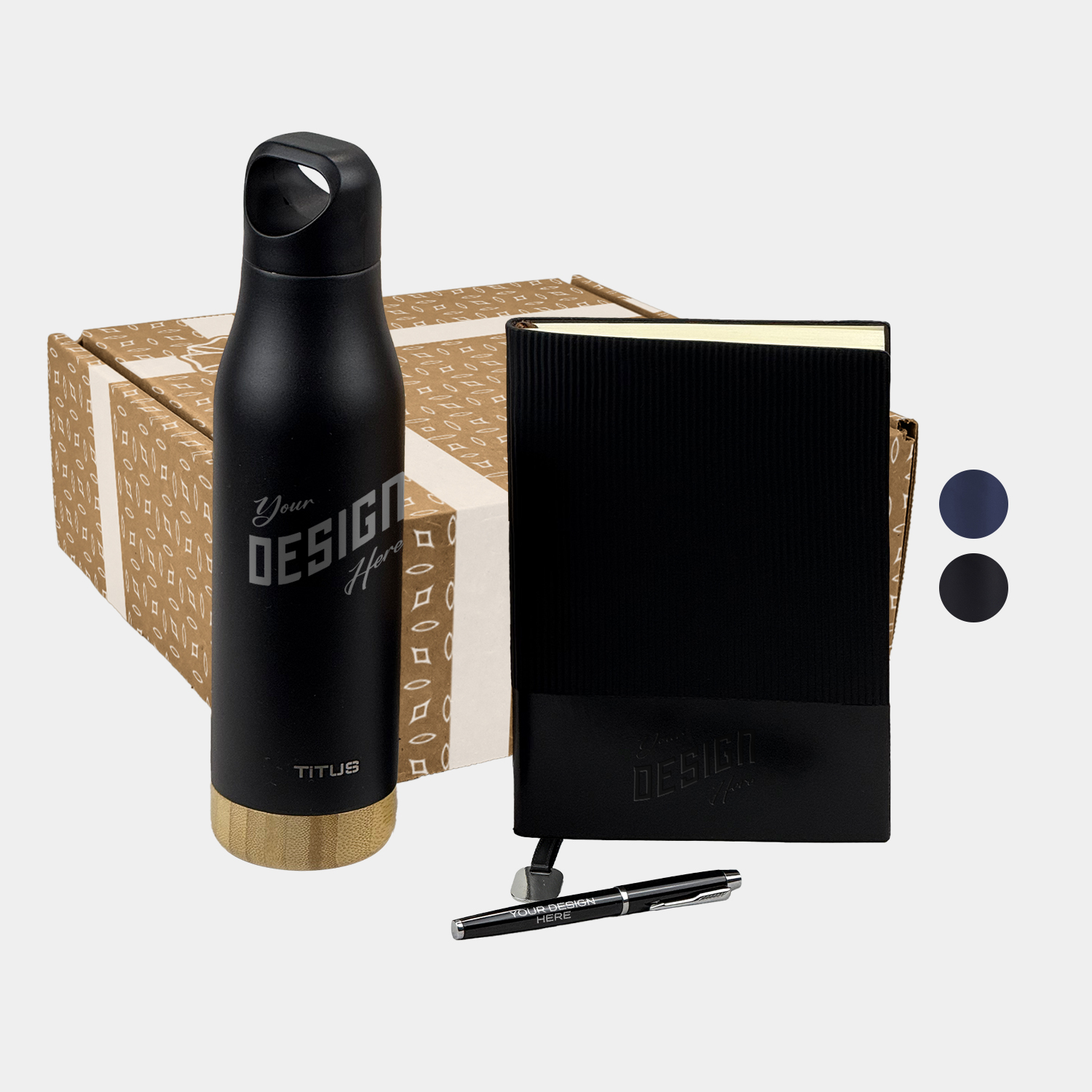 TiTUS® 17 oz Water Bottle, Executive Corduroy Notebook & Pen Gift Set 3