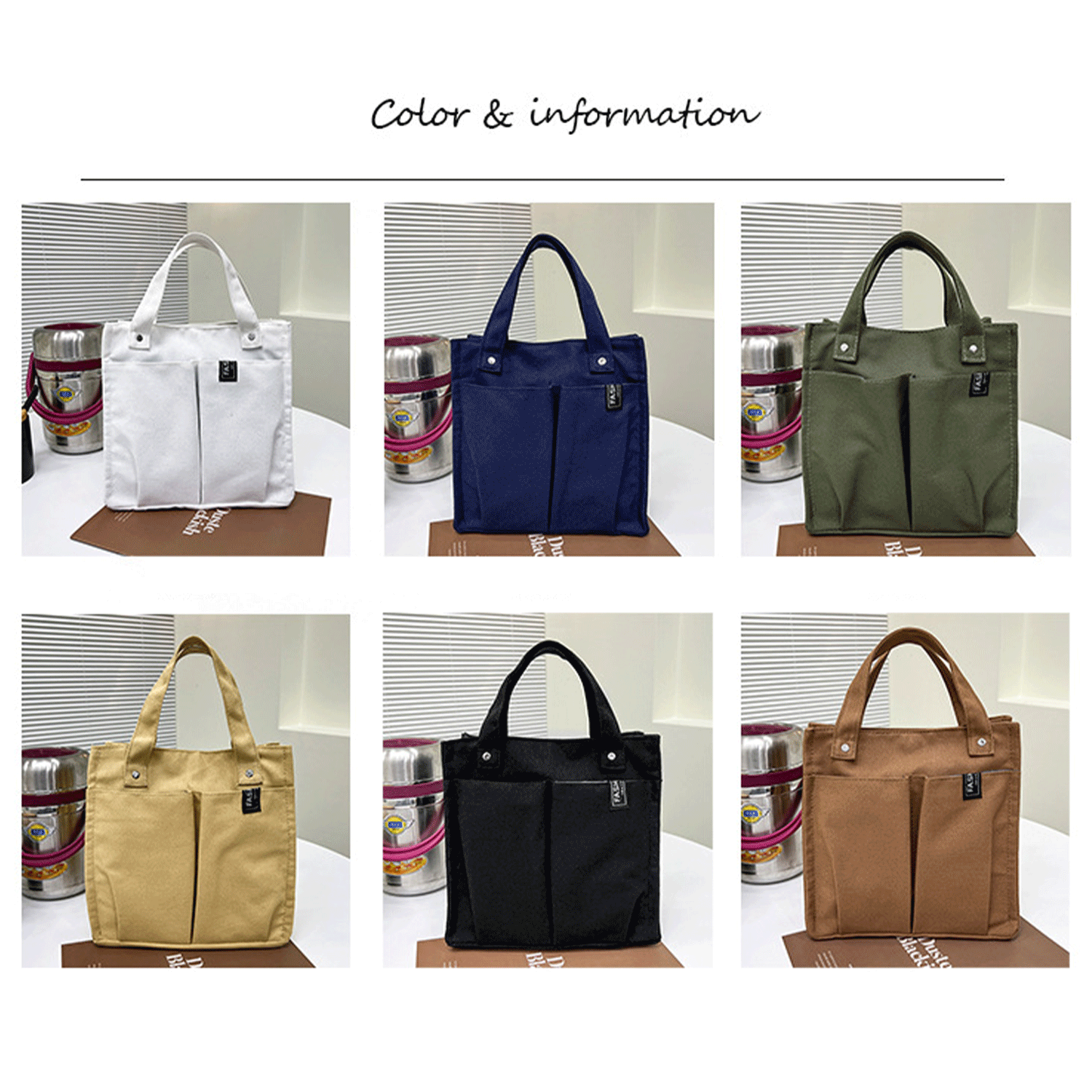 Multiple Pockets large shopping shoulder Canvas Tote Bag 15