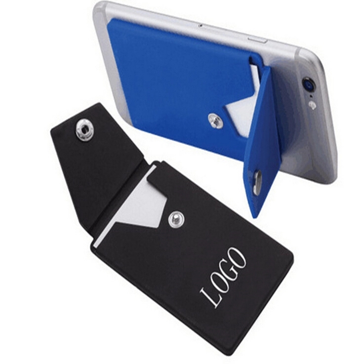 Adhesive Silicone Phone Wallet w/ Snap Closure 3