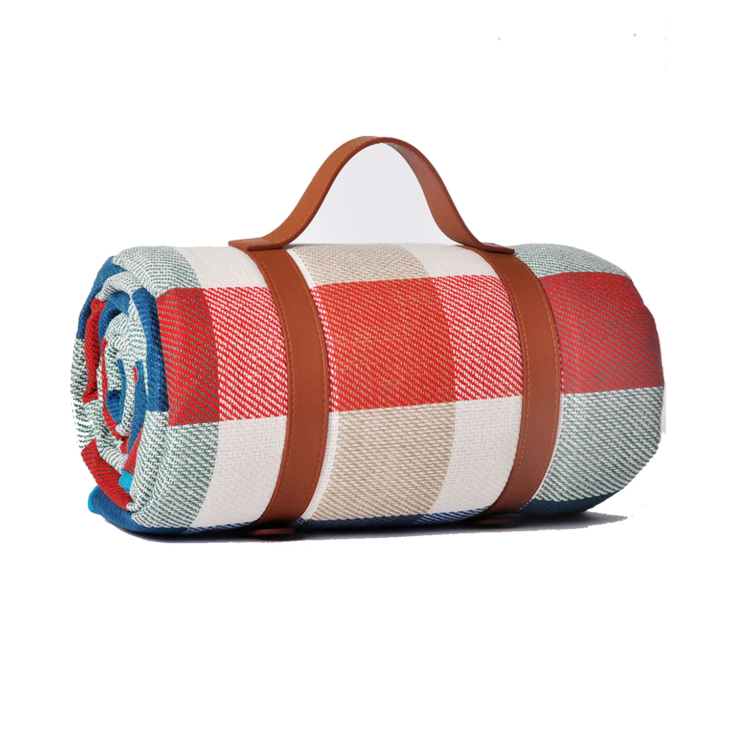 Plaid Picnic Mat With Leather Strap 7
