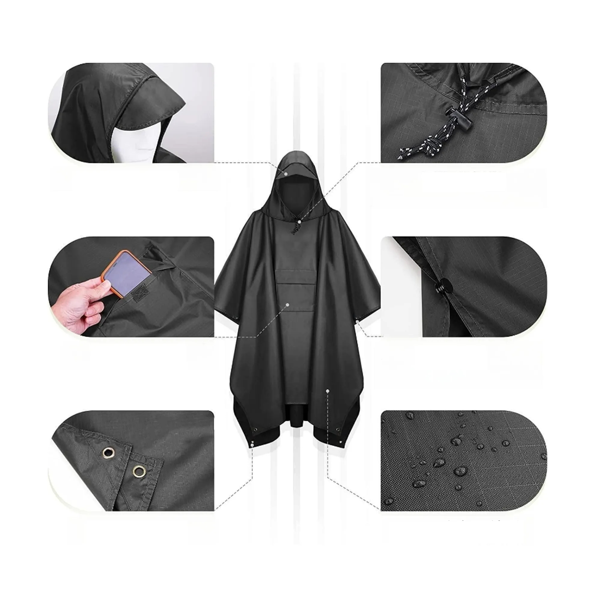 MOQ 50 PCS Multifunctional Camping Raincoat 6