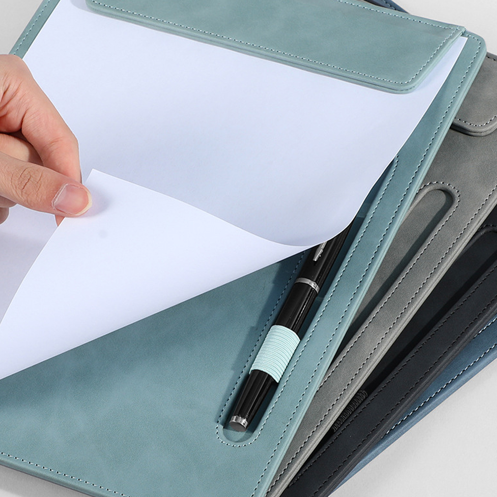 PU Leather Magnetic Clipboard With Pen Holder Loop 3
