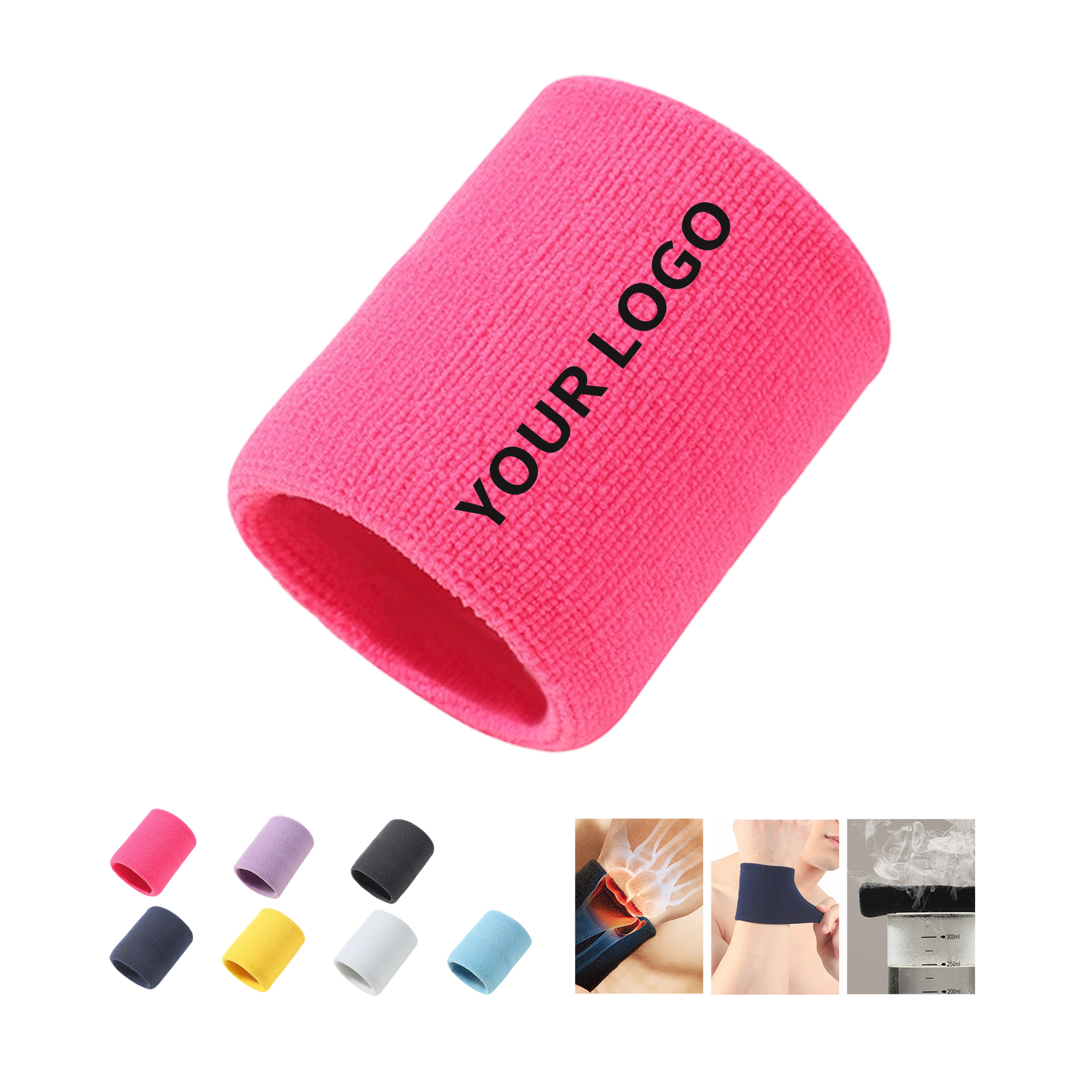 Cotton Terry Cloth Sweat Wristband Double Layer 3.1" 7