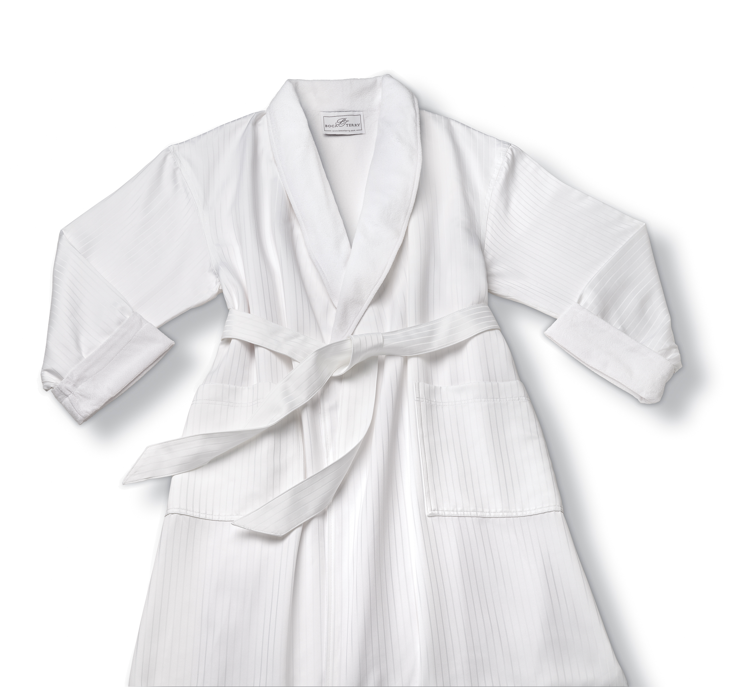 Satin Stripe Shawl Collar Bathrobe 3