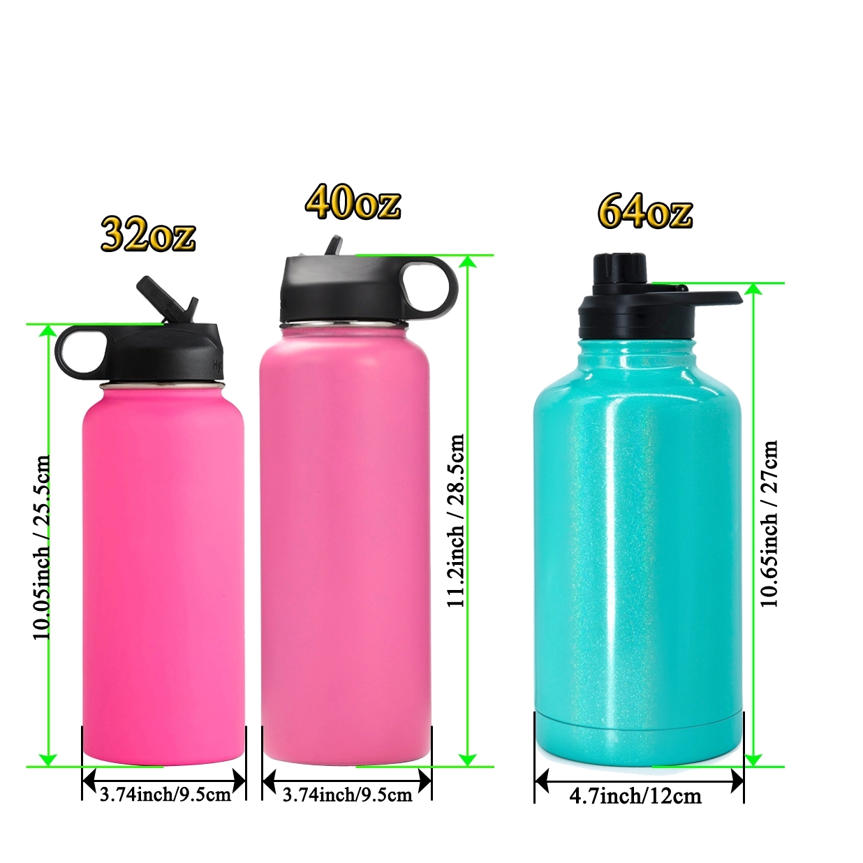 32oz Stainless Steel Vacuum Insulated Thermos Flask, custom water bottle with logo imprint 2