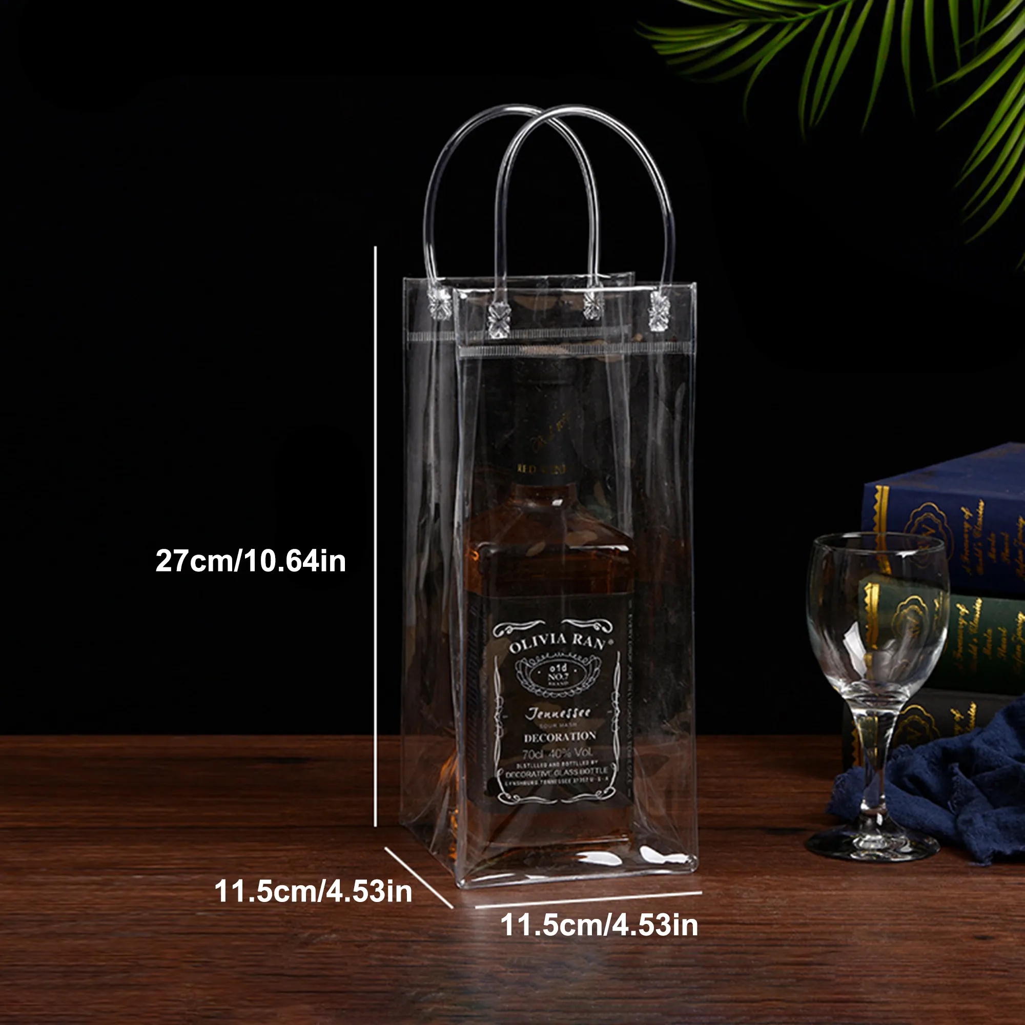 Clear PVC Wine Bottle Cooler Bag with Handles 2