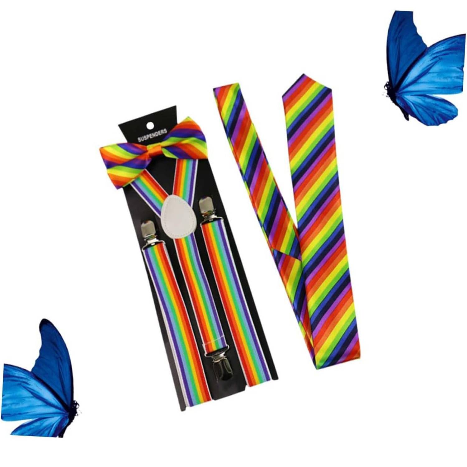 Rainbow Suspenders w/ Bow Tie Three-piece Set 4