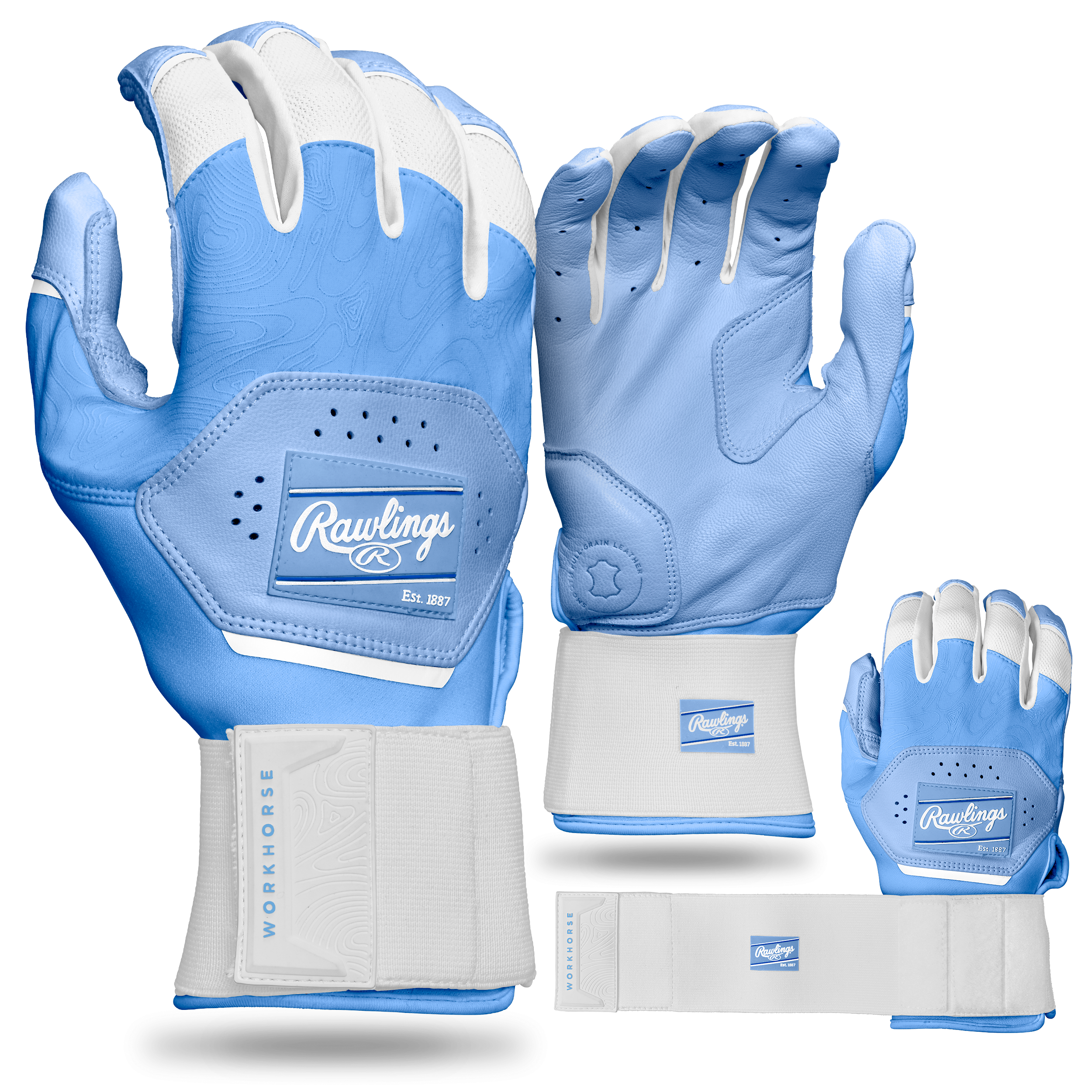 Rawlings Youth Workhorse Compression Strap Batting Gloves 2