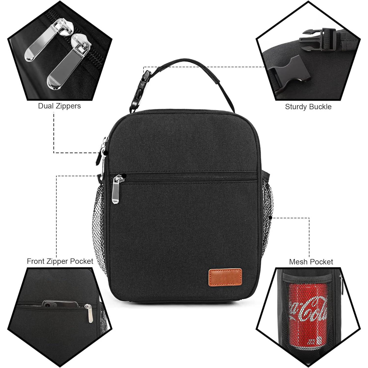 6 Can Oxford Insulated Lunch Cooler Bag w/ Zipper Pocket 15