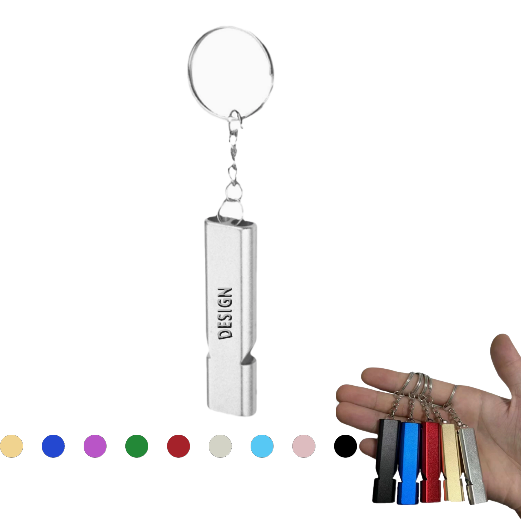 Aluminum Double-Tube Safety Whistle Keychain 2