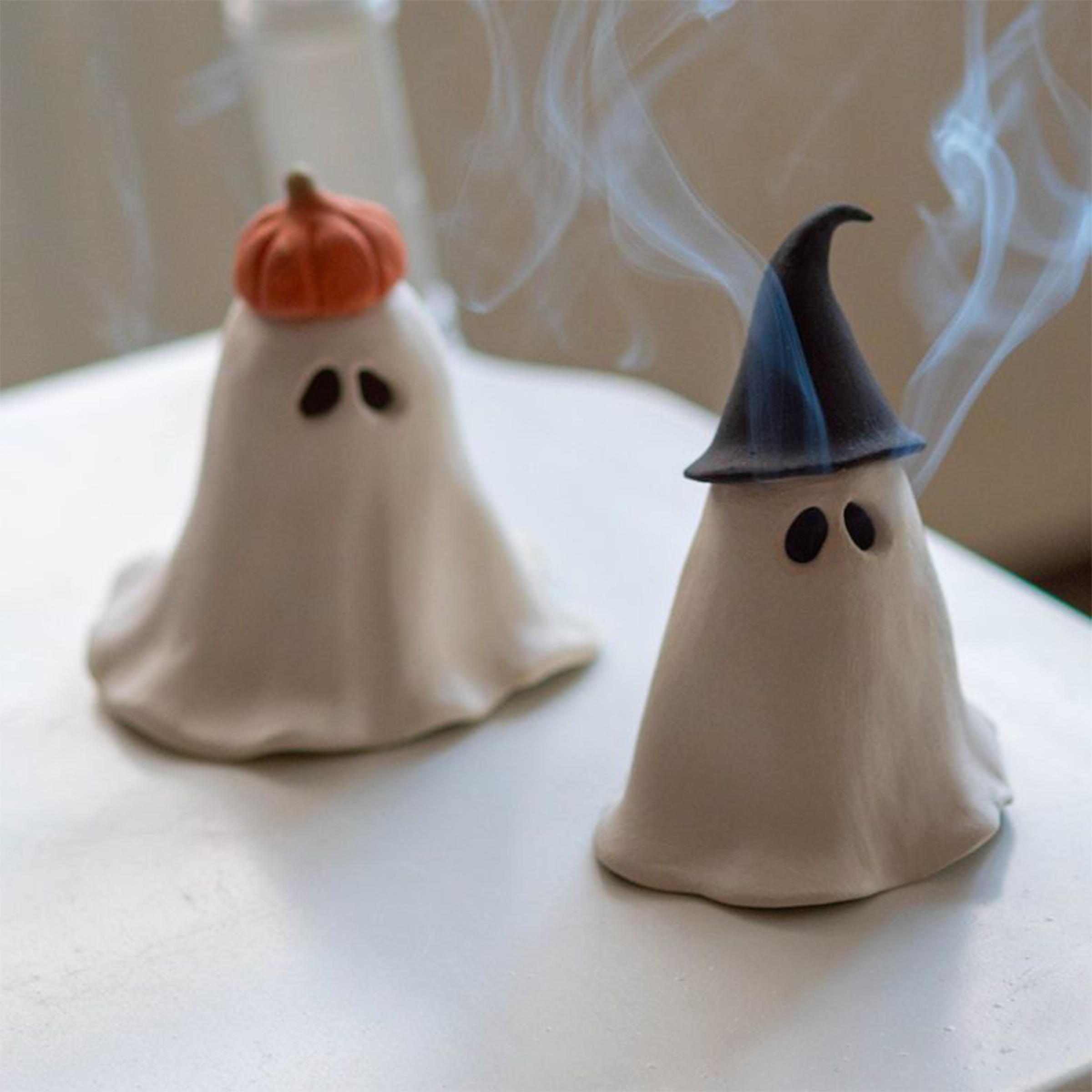Resin Halloween Ghost Incense Burner ?C Frightfully Fun With Pumpkin And Witch Hat 1