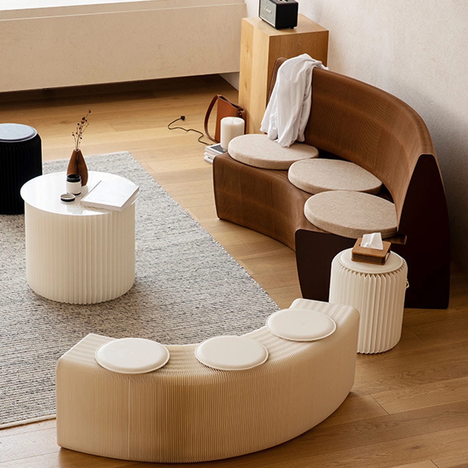 Modern Design Accordin Folding Kraft Paper Bench 4
