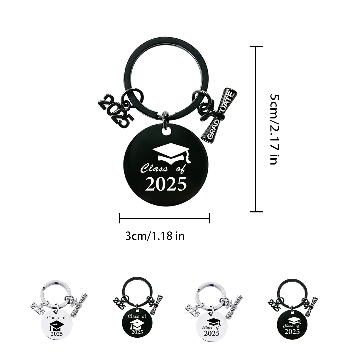 Stainless Steel Graduation Keychain Class Of 2025 1