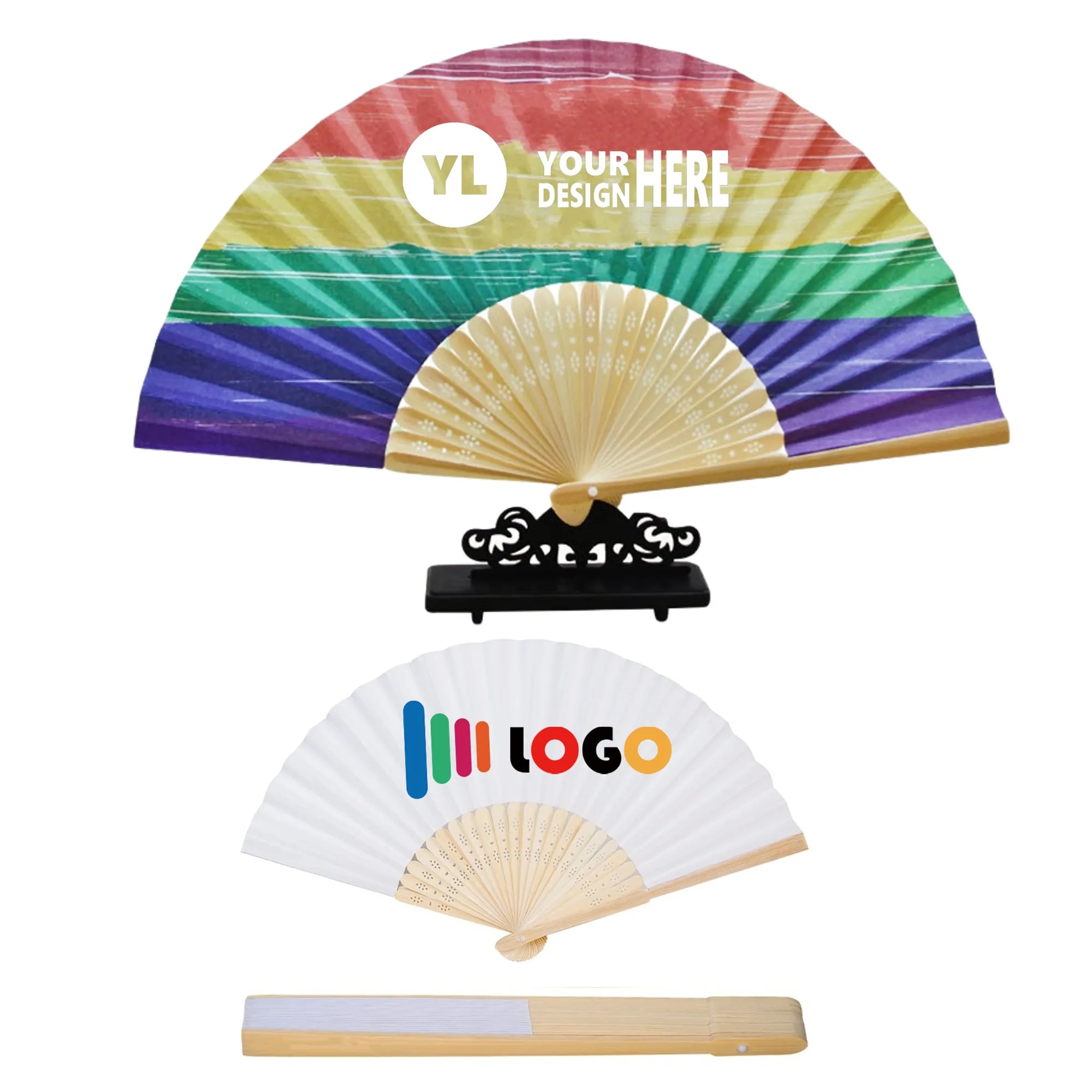 Folding Bamboo Rib Hand Fan