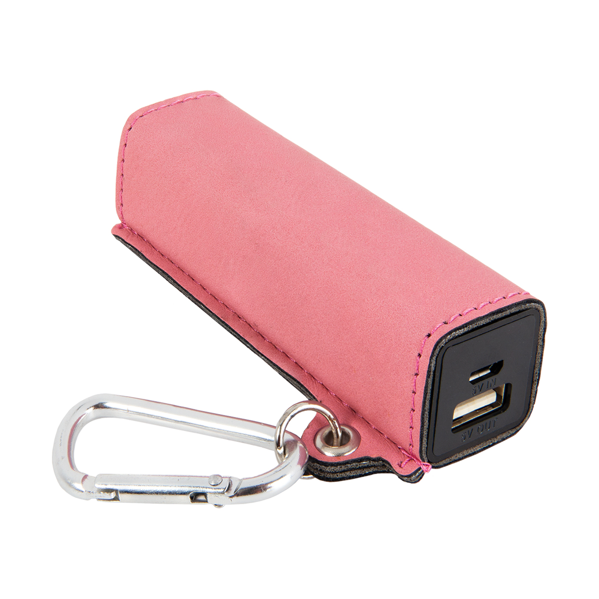 Pink Leatherette 2200mAh Power Bank w/USB Cord