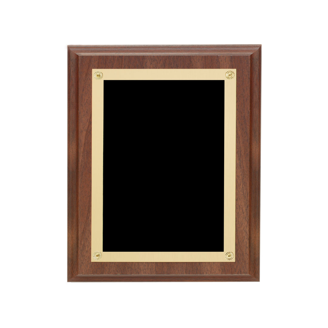 Walnut Finish Plaque w/Rosettes 2