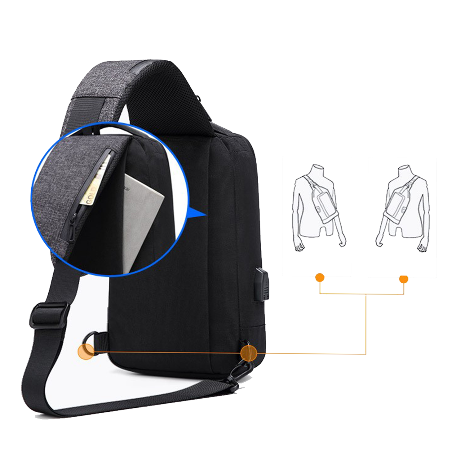 Large Capacity Oxford Spun Waterproof Crossbody Bag 3