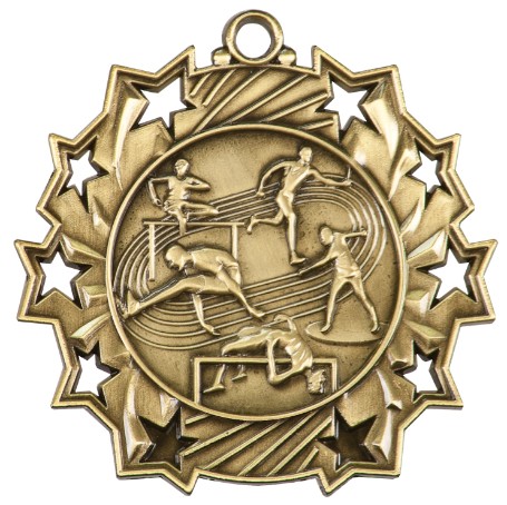 Track and Field Ten Star Medal, 2-1/4" 1