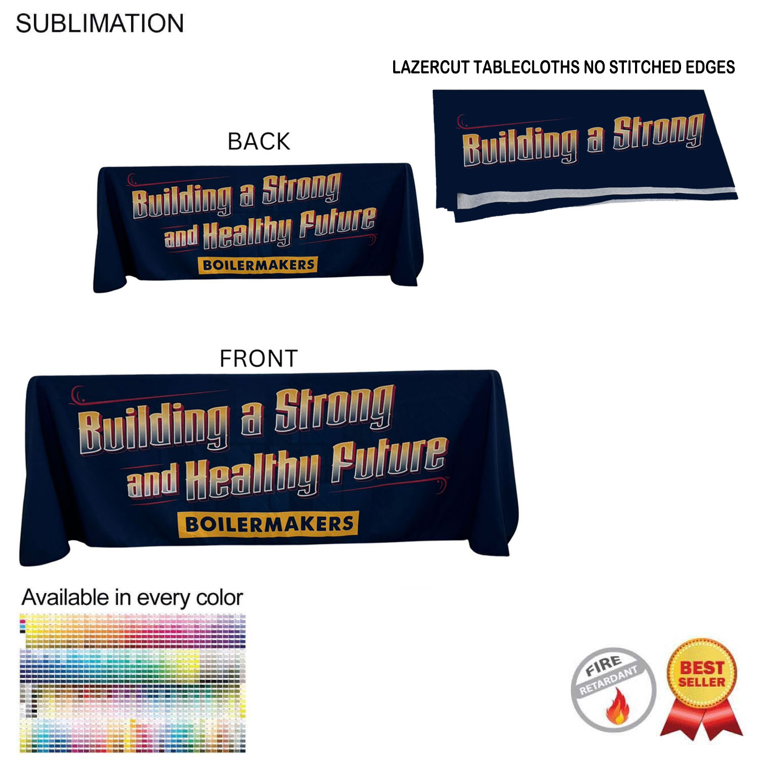 6' LazerCut 4-Sided Sublimated Tablecloth, Drape Style, Closed Back 2