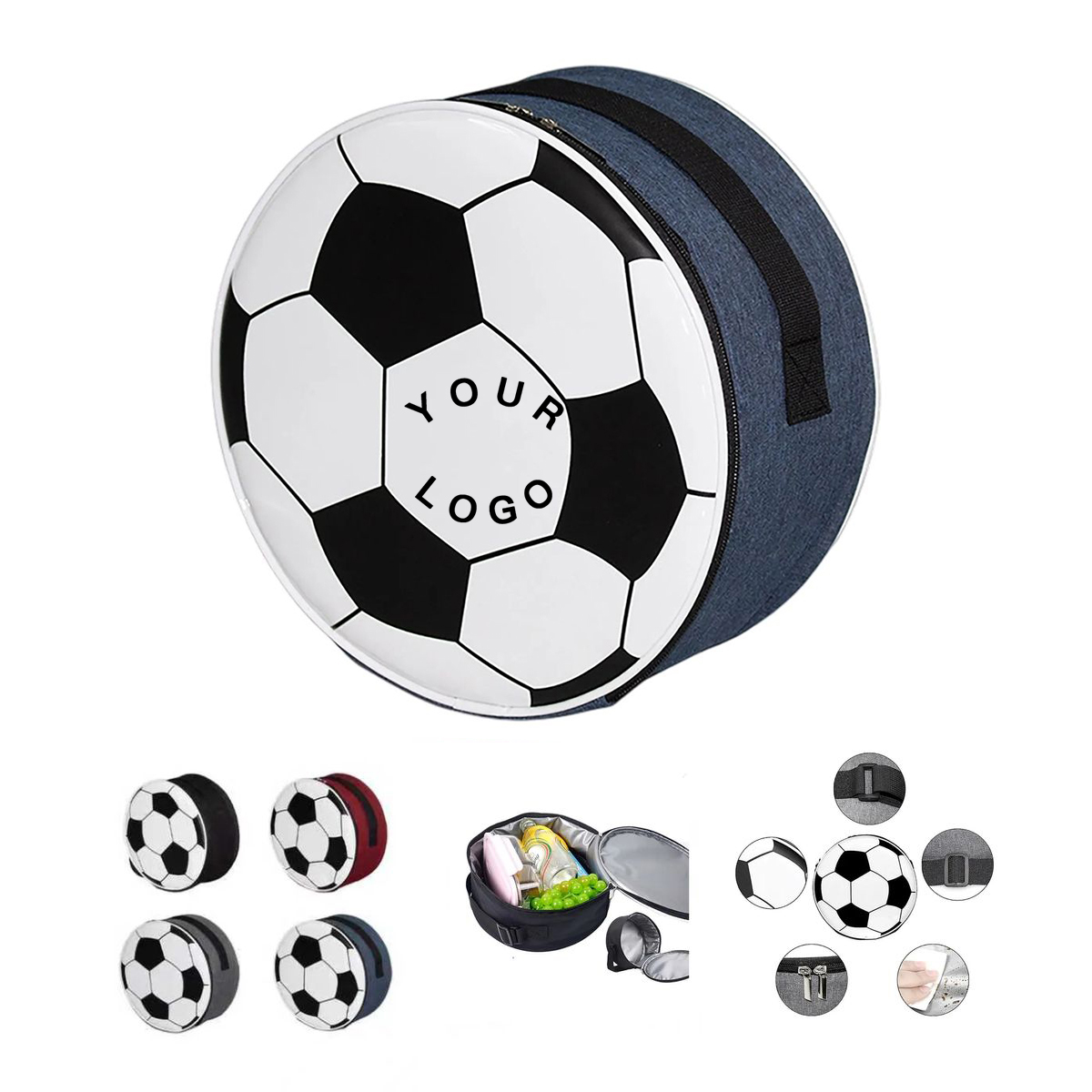 Oxford Lunch Box Bag with Soccer Shape and Insulated Lining 3