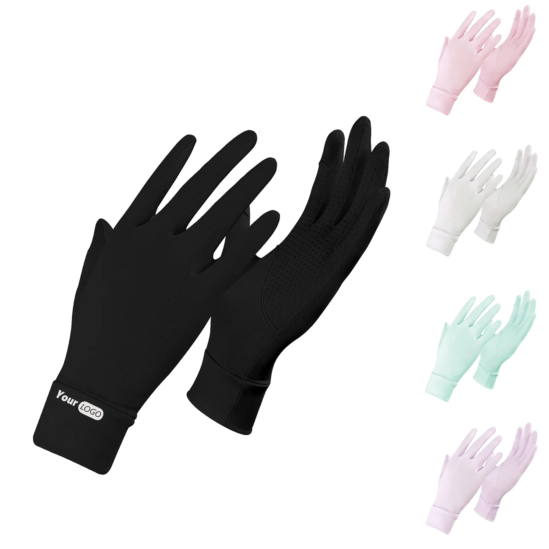 Cotton Summer Outdoor Ice Silk Sunscreen Gloves For Women 5