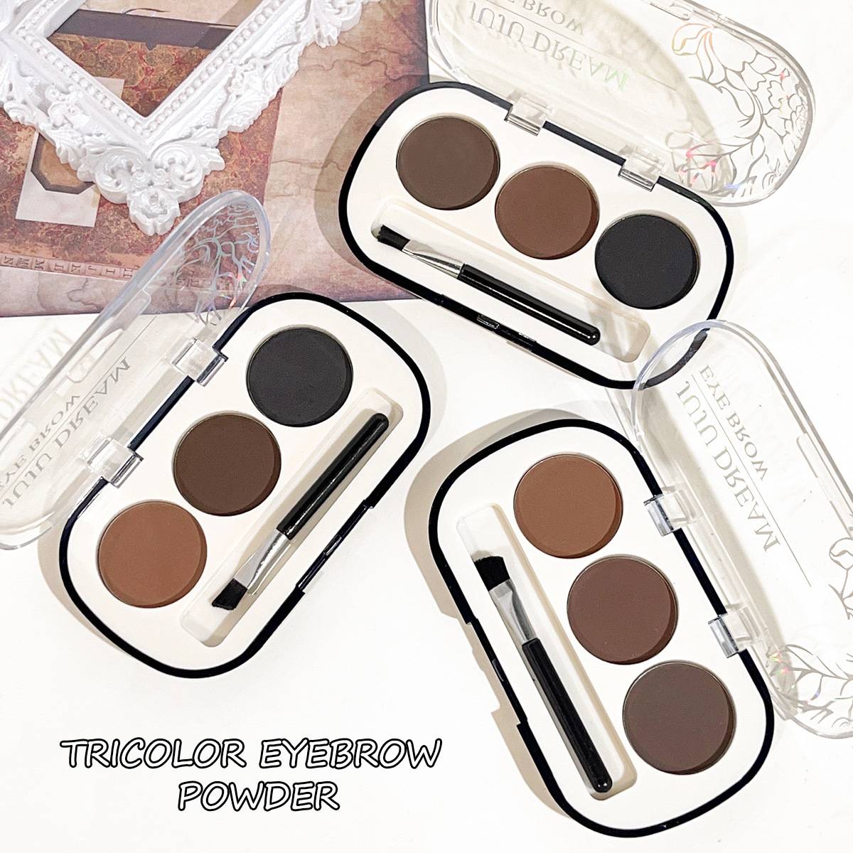 Tri Color Matte Delicate Portable Eyebrow Powder 2