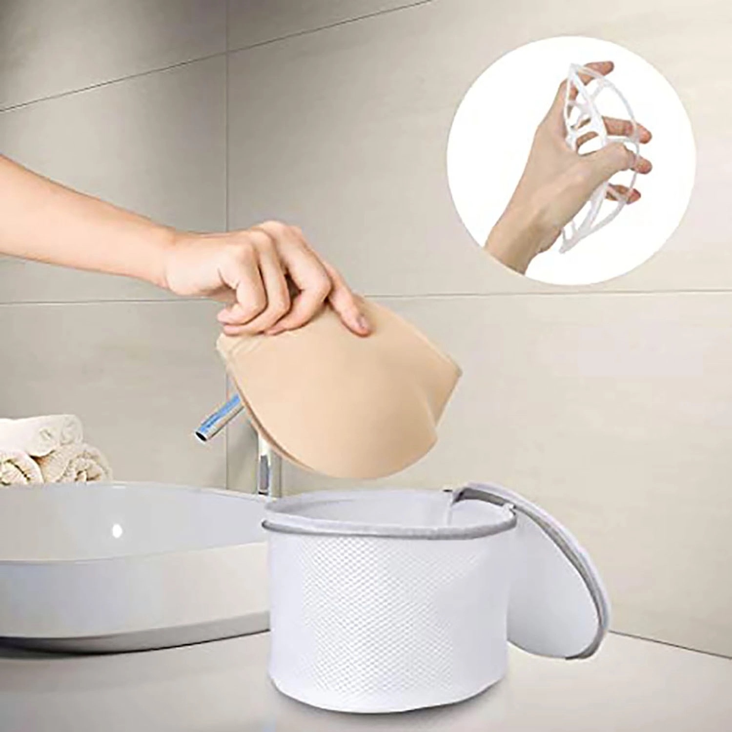 Cylindrical Reusable Laundry Mesh Wash Bag 5