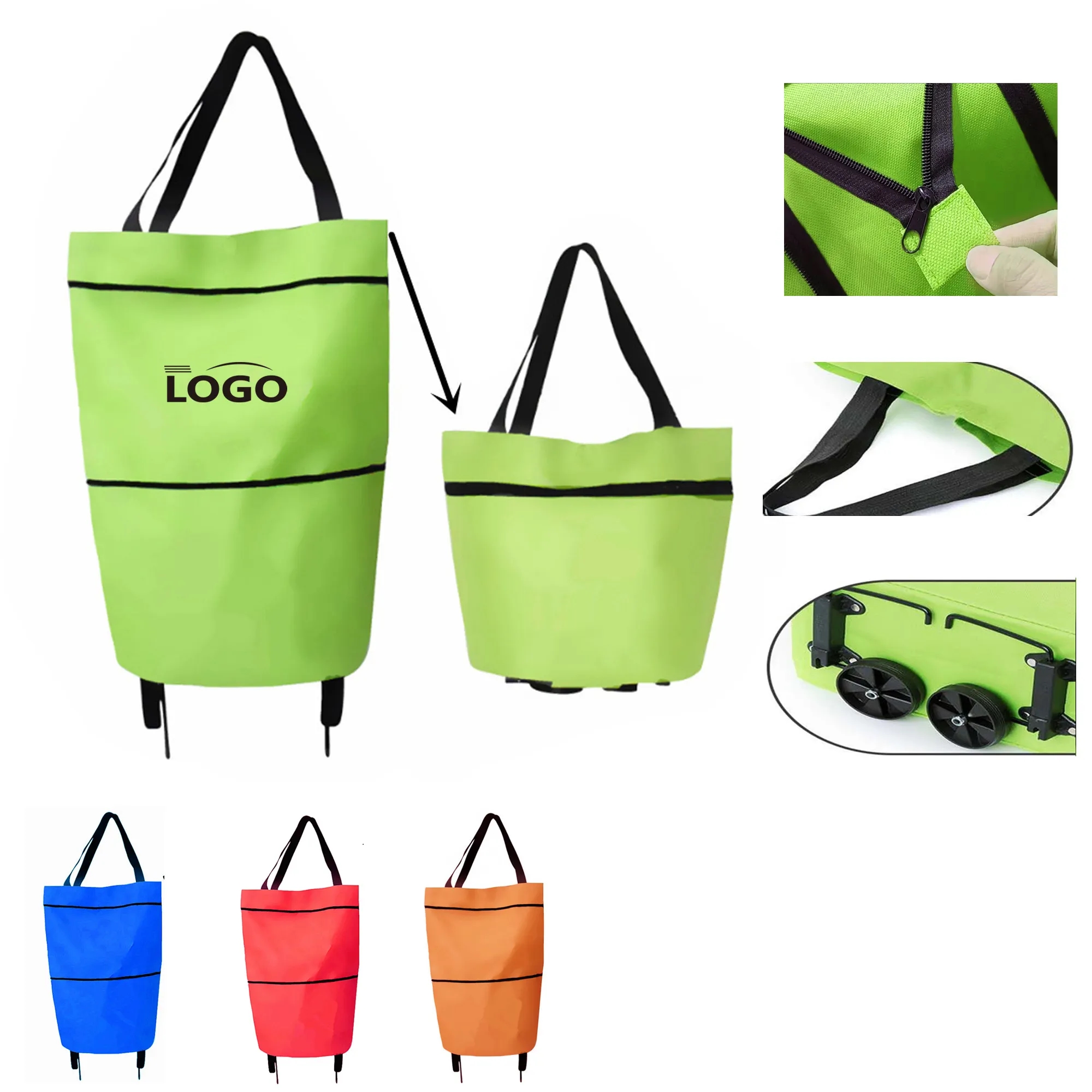 Foldable Shopping Bag With Wheel 10pcs 6