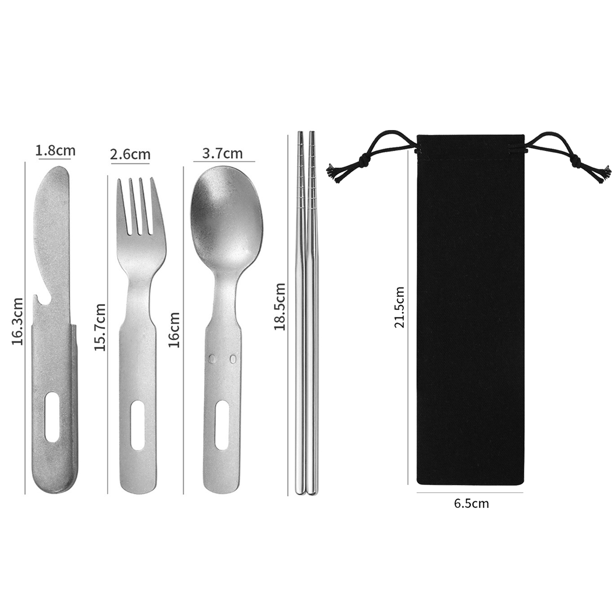 Portable Stainless Steel Camping Cutlery Set with Pouch 9