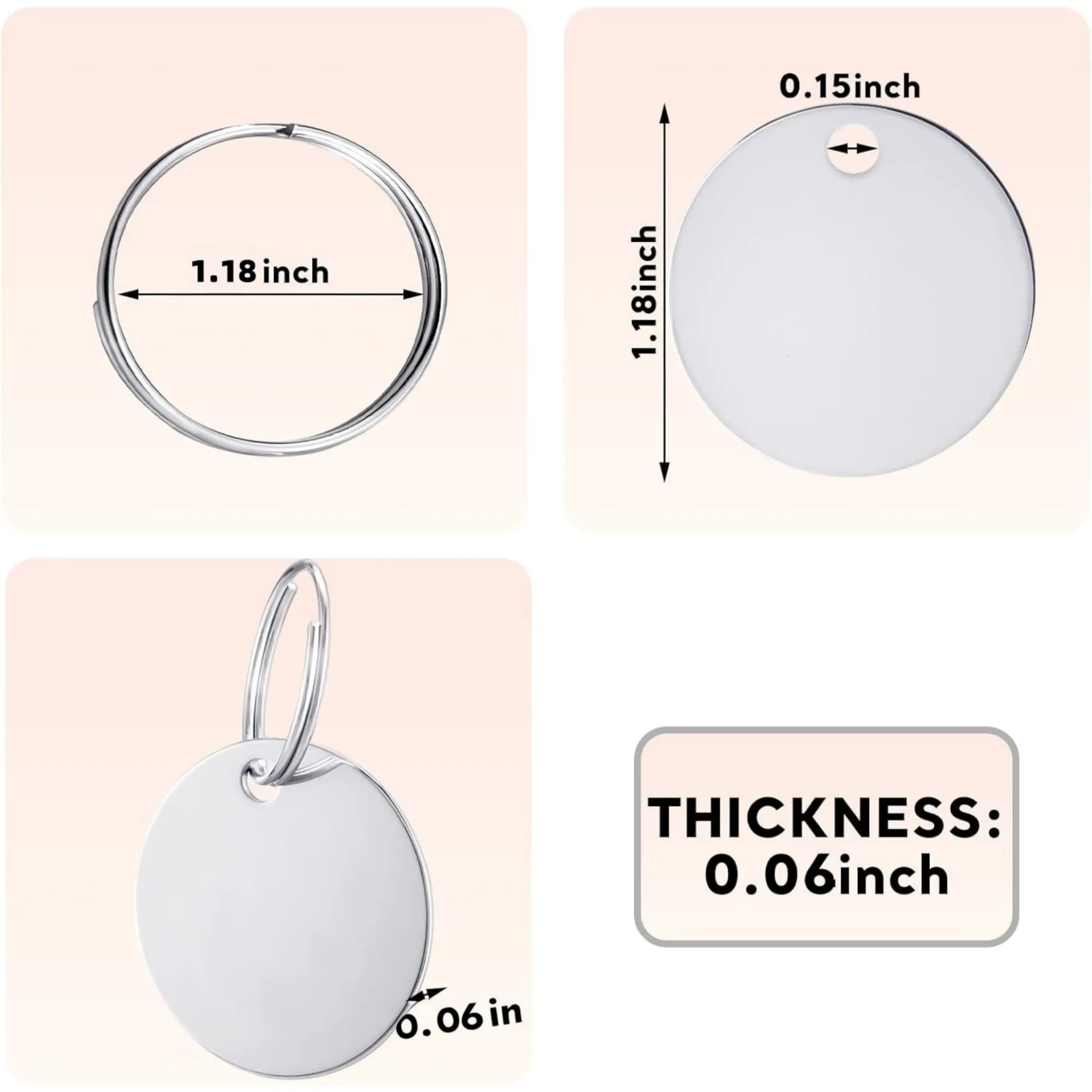 Steel Stainless Blank Tags Stamping Round Keychain 5