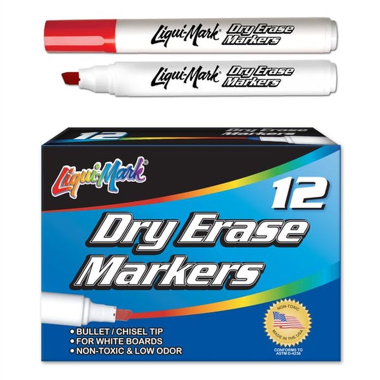 Chisel Tip Dry Erase Markers - Red Low Odor 2