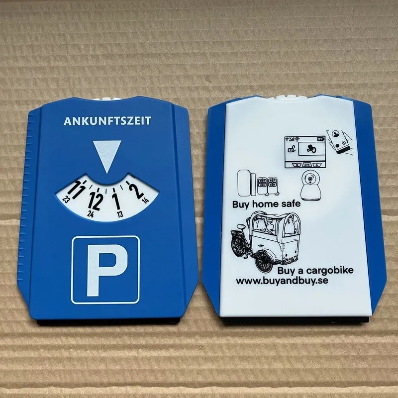 Parking time card with ice scraper 5