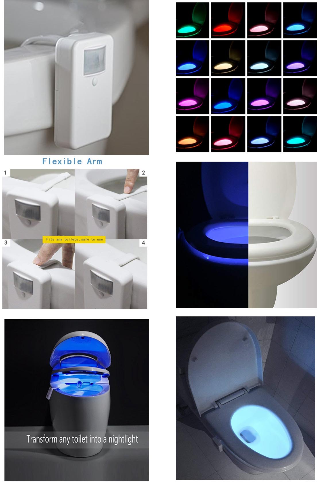 iBank ® 16-Color Motion Activated Toilet Night Light 1