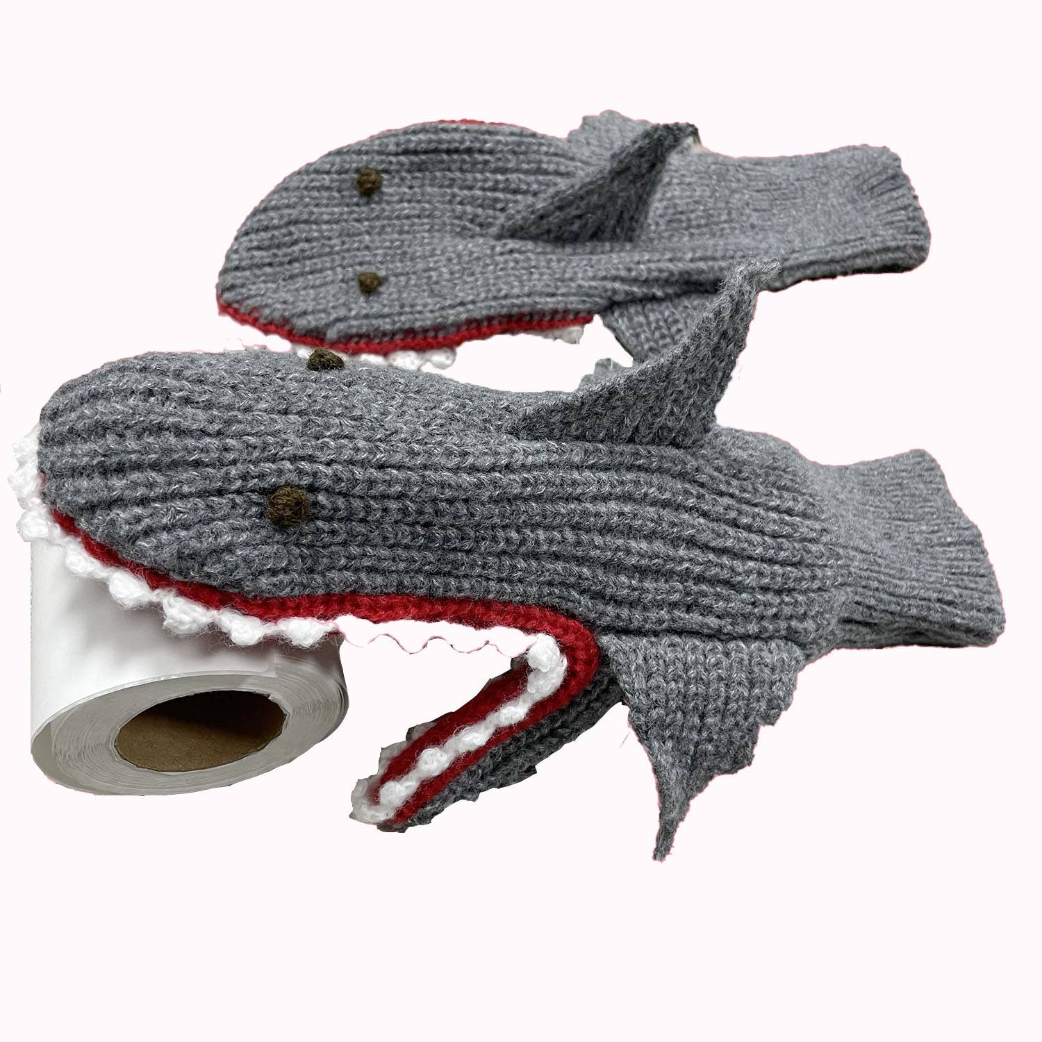 Polyester Mittens Knitted Shark Gloves 4