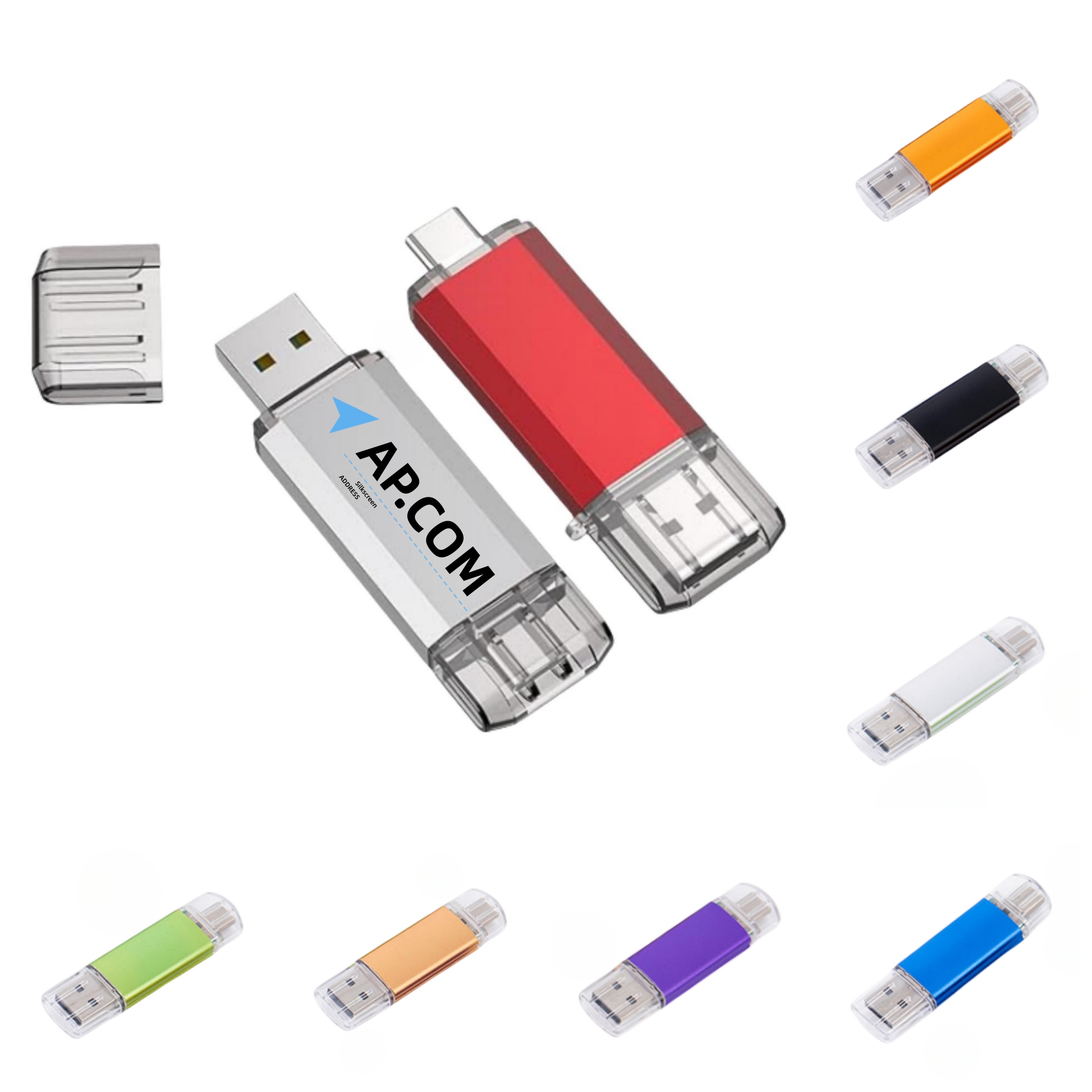 4GB 2 In 1 USB Metal Flash Drive 5