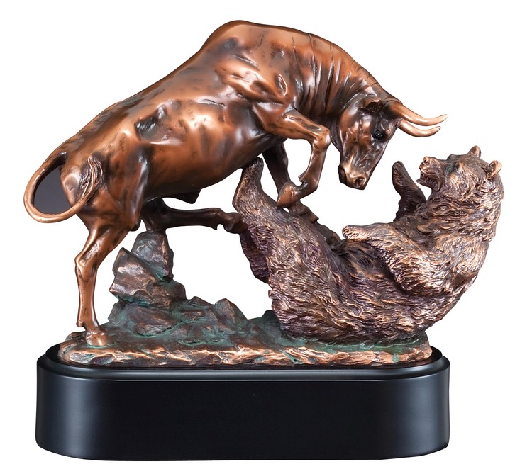 Bear and Bull Resin Sculpture 2