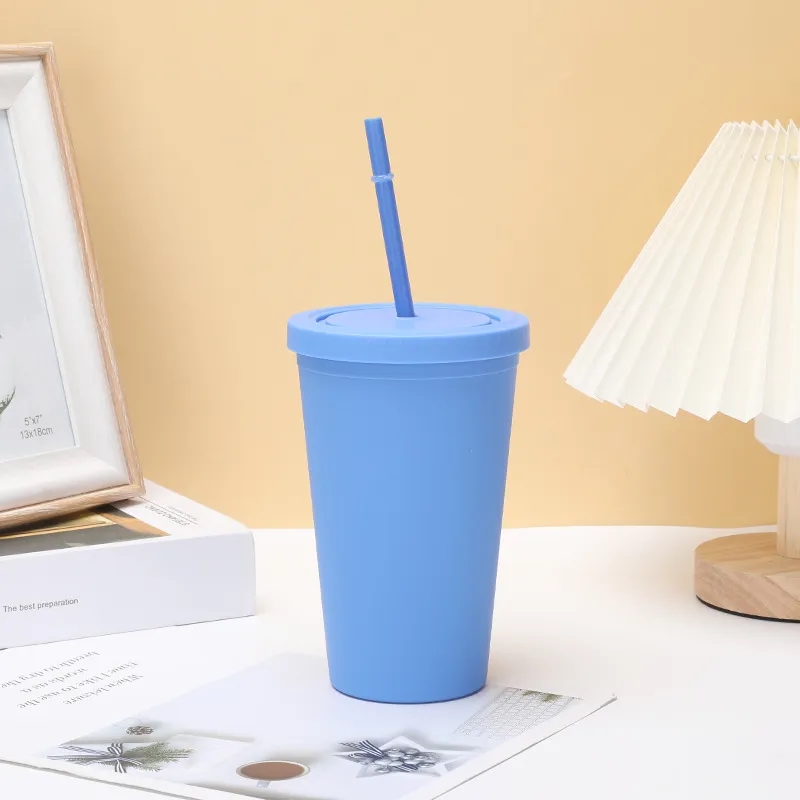 16oz Double Wall Tumblers W Straw Lid 2