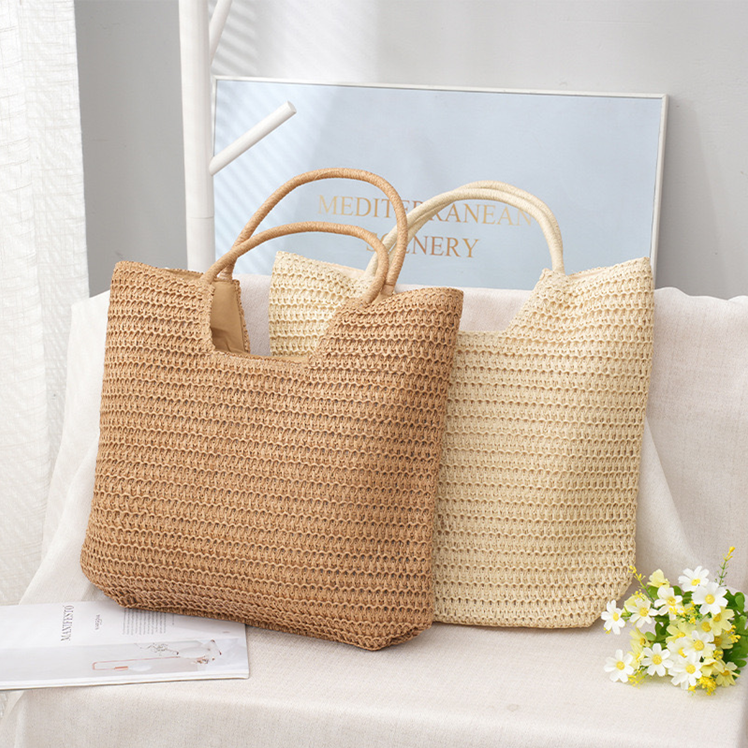 2025 Summer Straw Tote - Beach Bag, Handwoven & Spacious 3