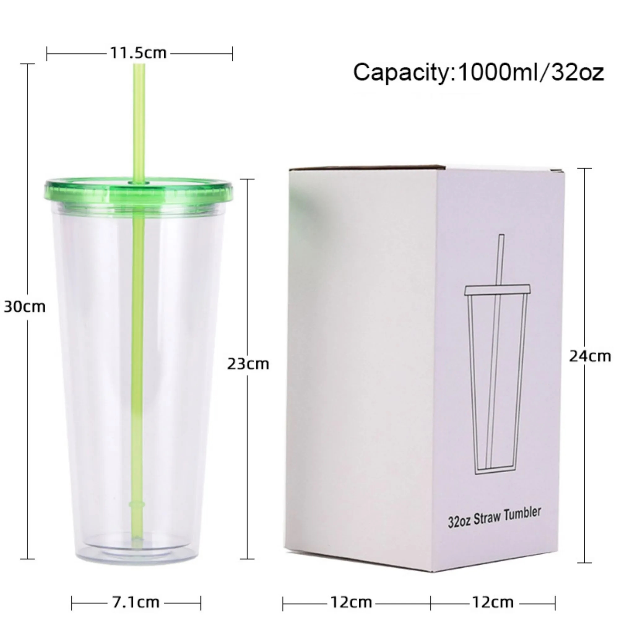 32oz Plastic Tumbler with Straw Lid 3